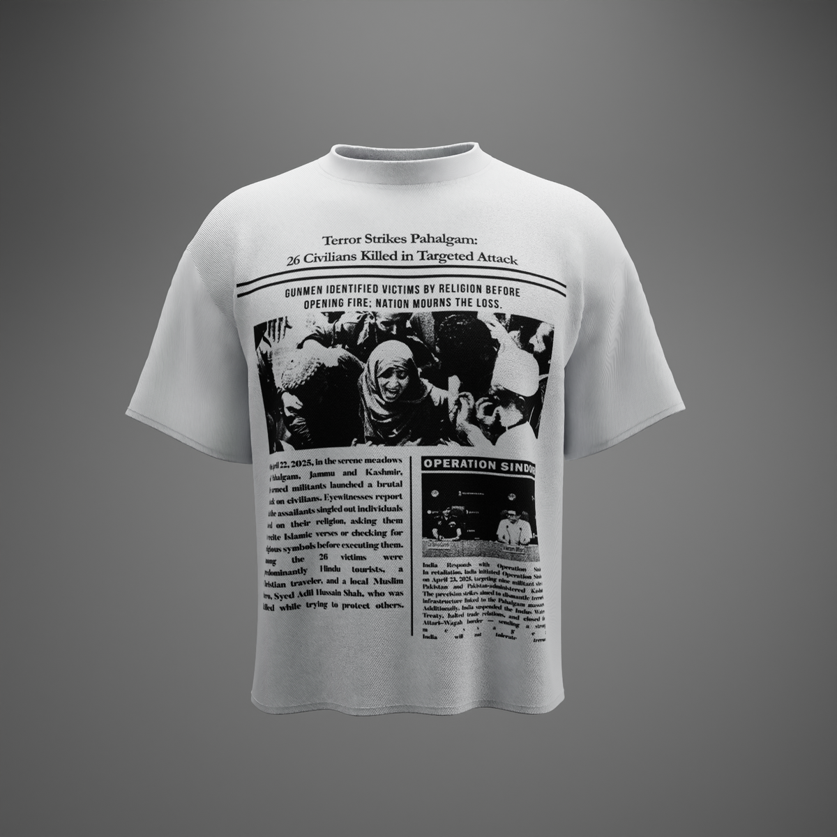 Pahalgam – Janahit Newspaper Tribute Oversized T-Shirt