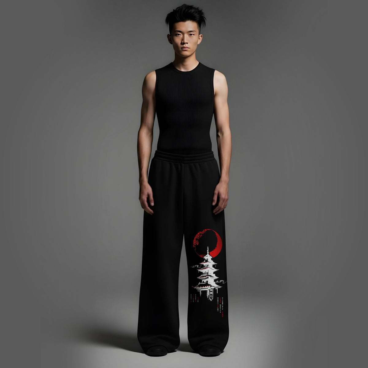 CRIMSON PAGODA - Unisex Straight Fit Baggy Pants