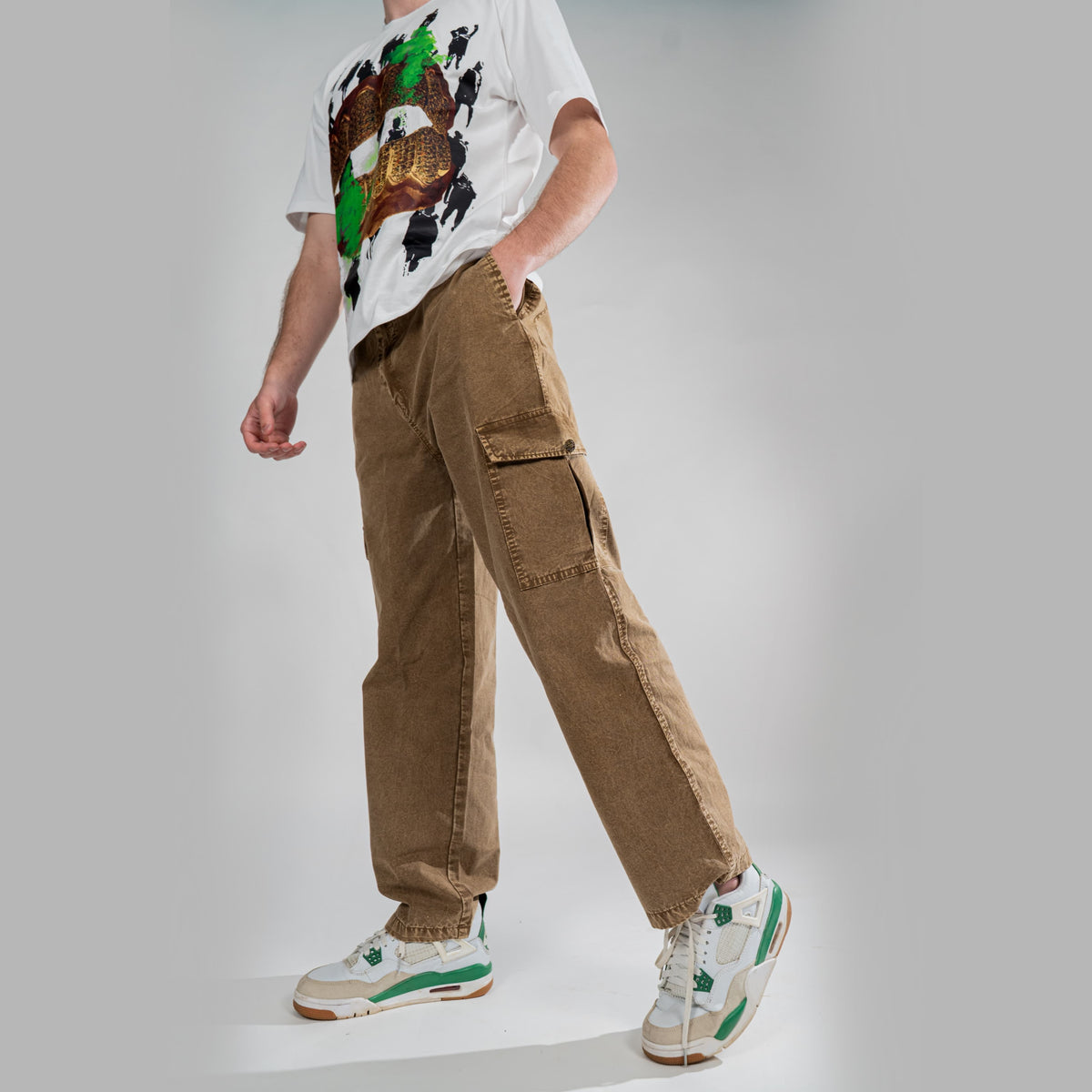 Earth Brown – Baggy Straight Cargo Jeans