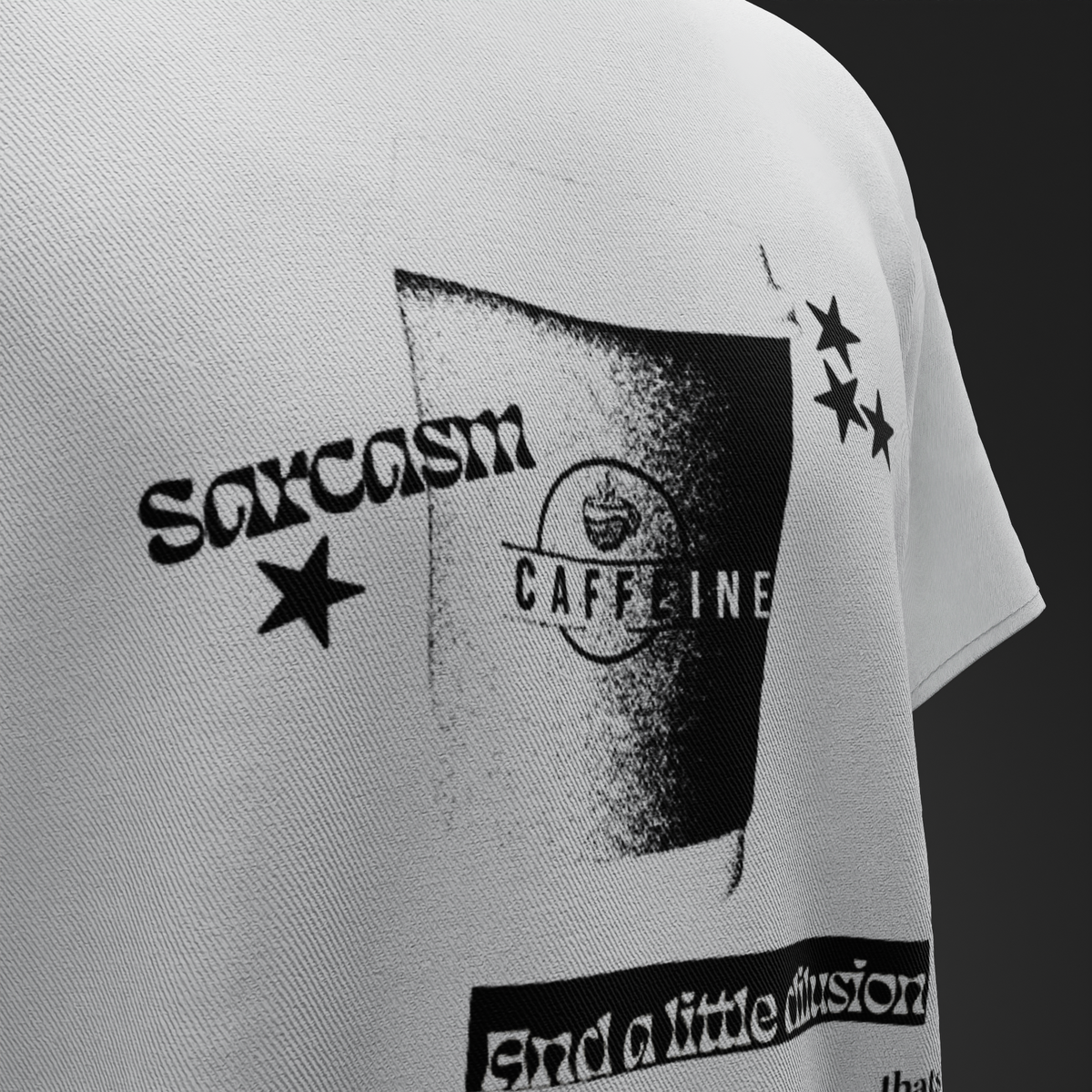 SARCASM, CAFFEINE & A LITTLE DELUSION – Oversized T-Shirt