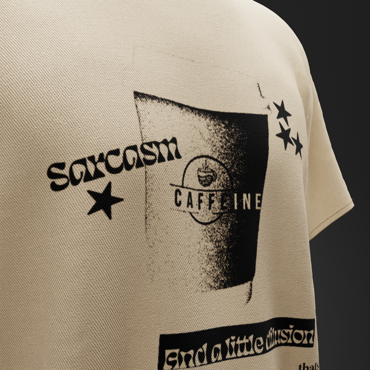 SARCASM, CAFFEINE & A LITTLE DELUSION – Oversized T-Shirt