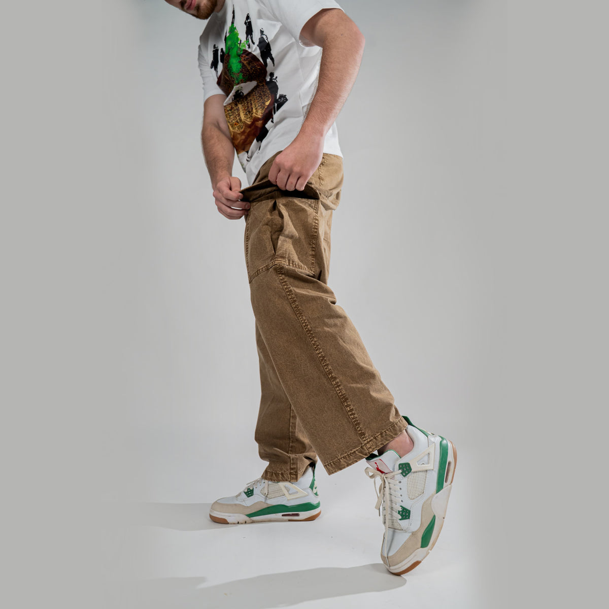 Earth Brown – Baggy Straight Cargo Jeans