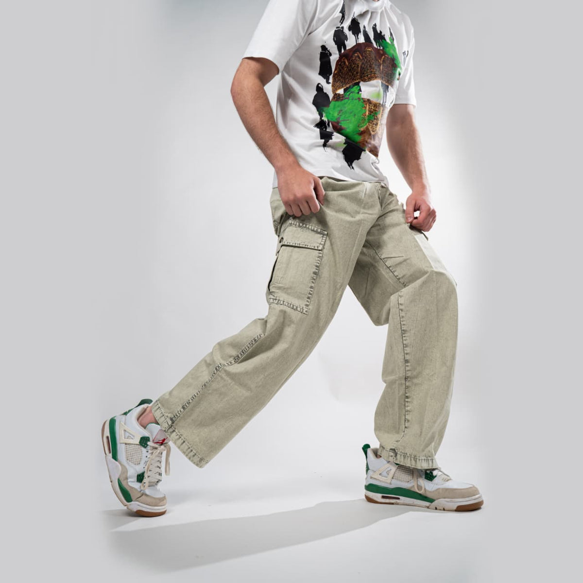 Mint Drift – Baggy Straight Cargo Jeans