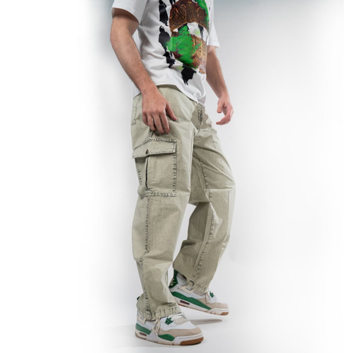 Mint Drift – Baggy Straight Cargo Jeans