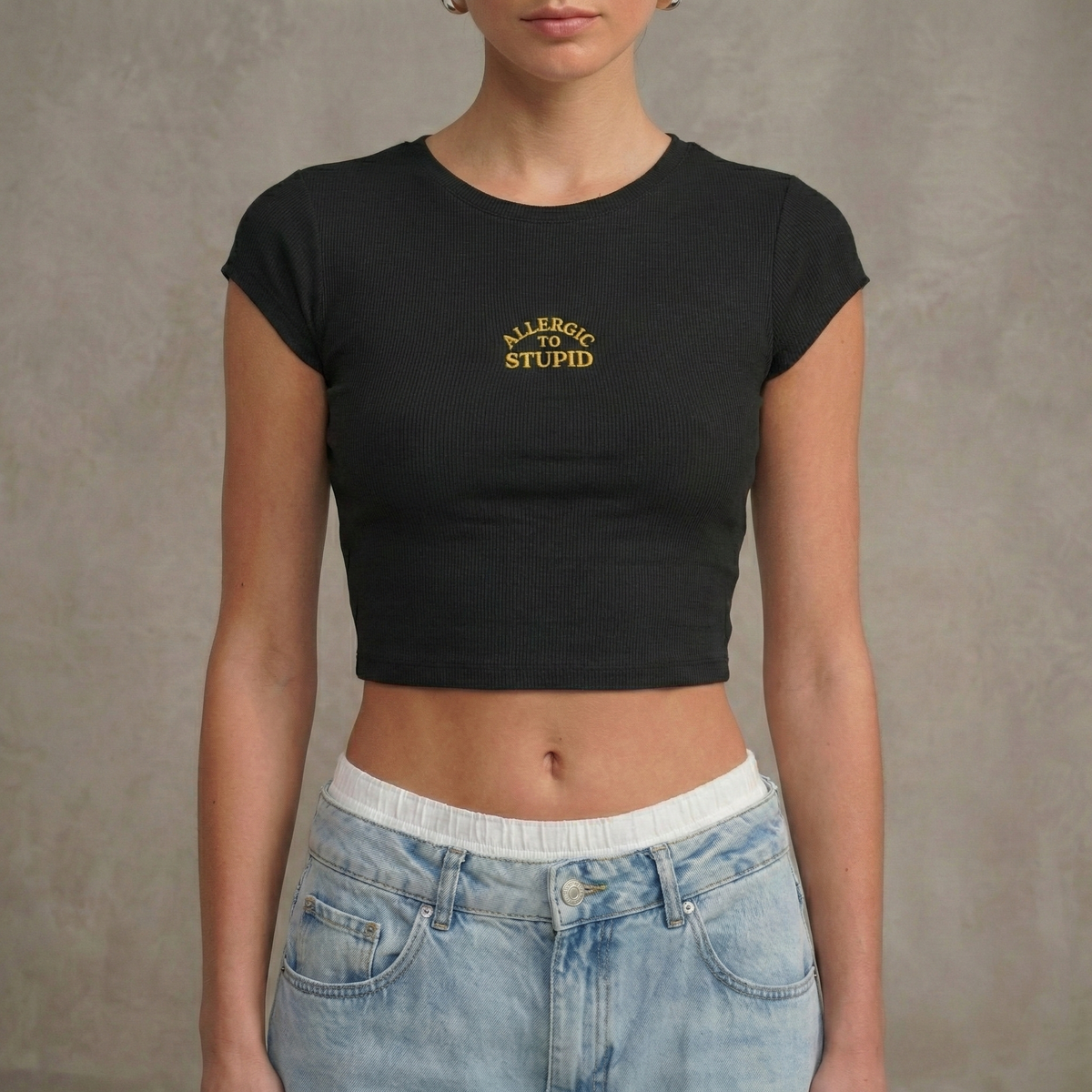 ALLERGIC TO STUPID - Crop Top