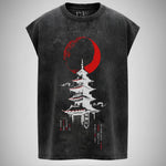 The Crimson Pagoda - Anime Acid Wash Oversized Tank