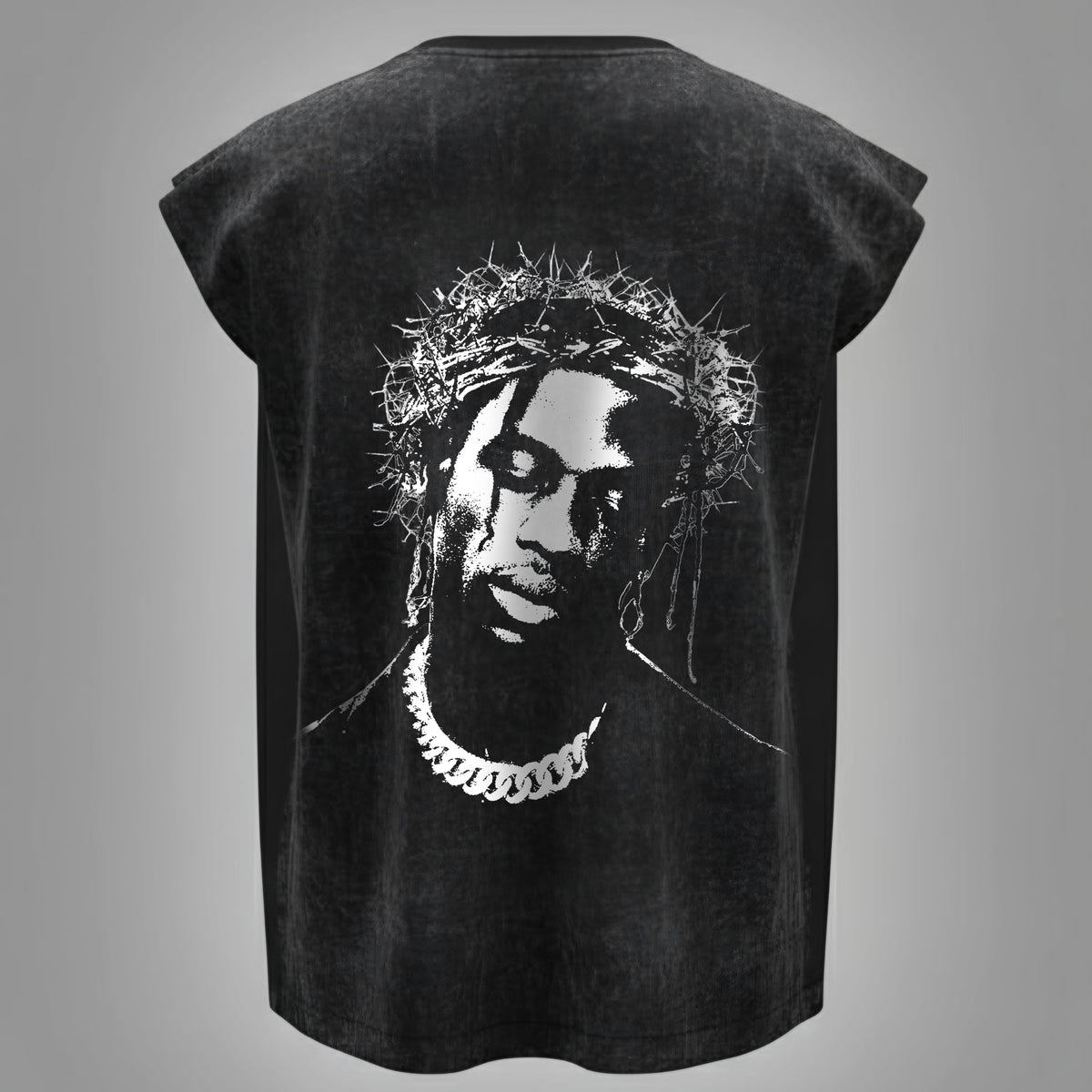 Crown of Thorns - Travis Scott Acid Washed Oversized Tank