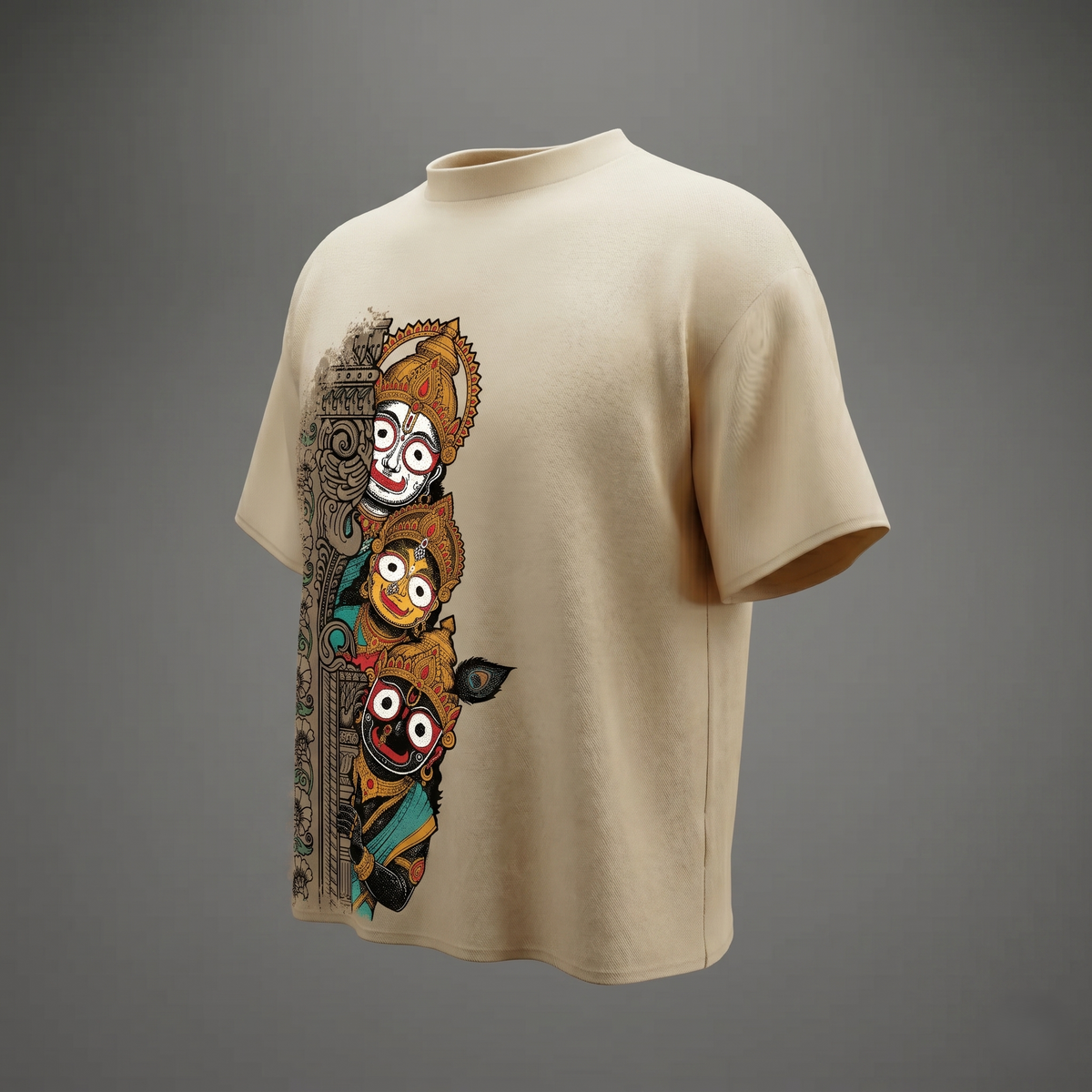 "Ratna Traya: The Divine Peek" - Oversized T-shirt