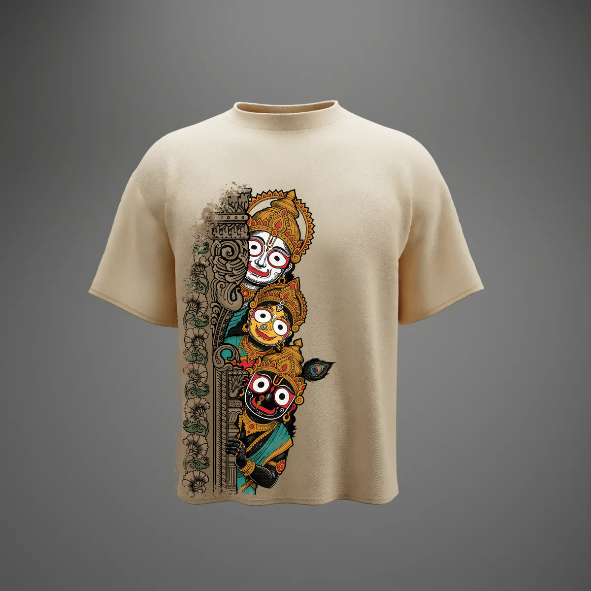"Ratna Traya: The Divine Peek" - Oversized T-shirt