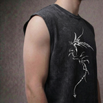 Twin Dragons - Anime Acid Wash Oversized Tank