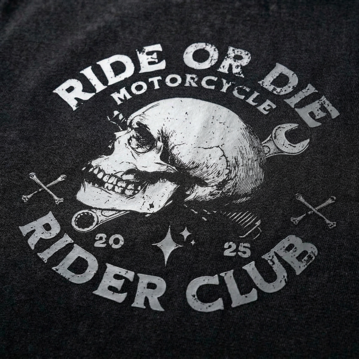 Ride or Die – Skull Biker Club Acid Wash Oversized Tank