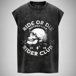 Ride or Die – Skull Biker Club Acid Wash Oversized Tank