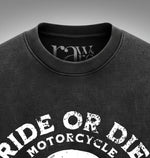 Ride or Die – Skull Biker Club Acid Wash Oversized Tank