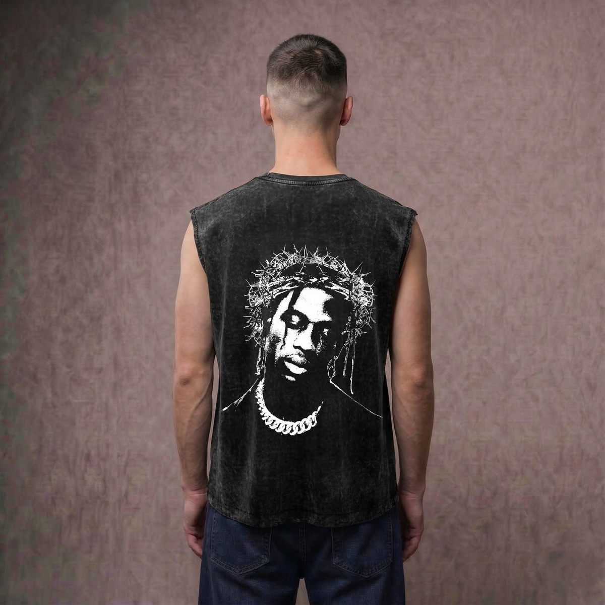 Crown of Thorns - Travis Scott Acid Washed Oversized Tank