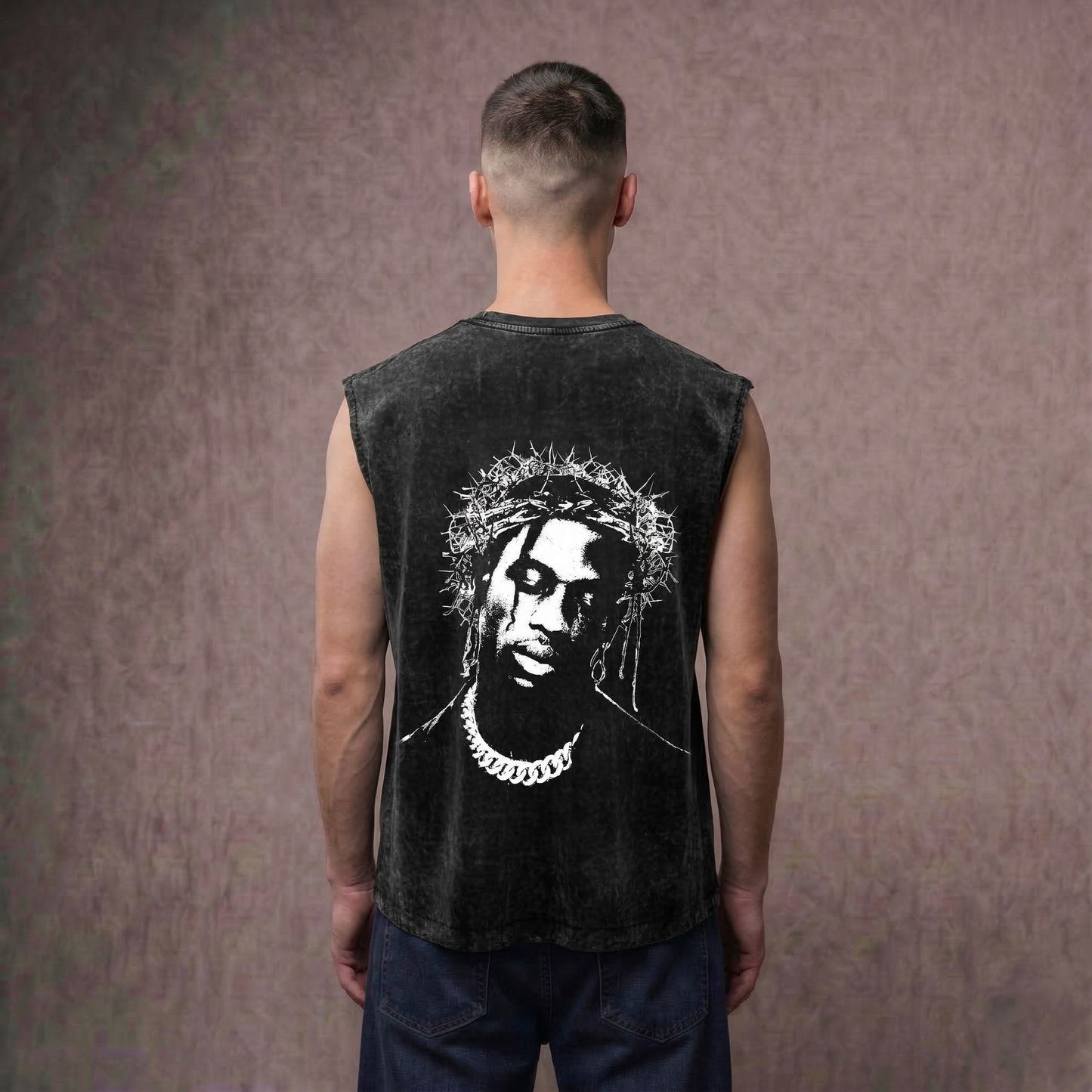 Crown of Thorns - Travis Scott Acid Washed Oversized Tank