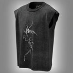 Twin Dragons - Anime Acid Wash Oversized Tank