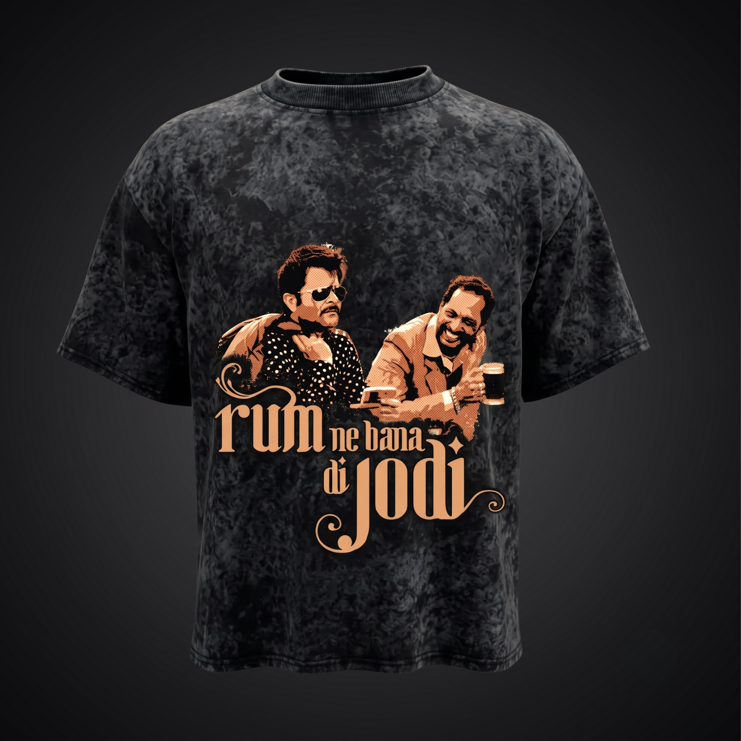 RUM NE BANA DI JODI - Oversized Acid Wash T-Shirt