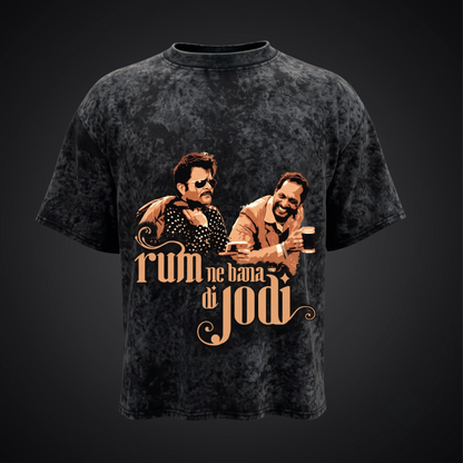 RUM NE BANA DI JODI - Oversized Acid Wash T-Shirt