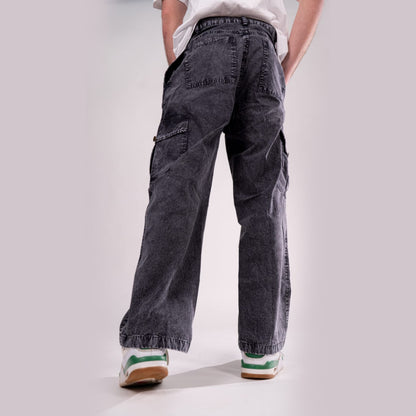 Urban Black – Baggy Straight Cargo Jeans