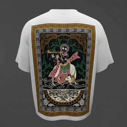 "Gopala Leela" The Eternal Melody of the Divine Cowherd Oversized T-shirt