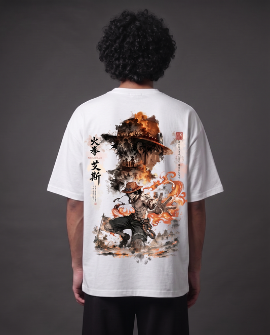 Portgas D. Ace – Flame Fist Oversized Anime T-Shirt