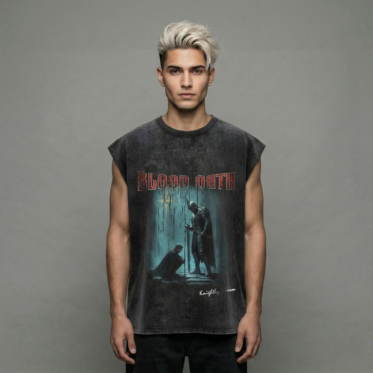 BLOOD OATH - Acid Wash Sleeveless T-Shirt