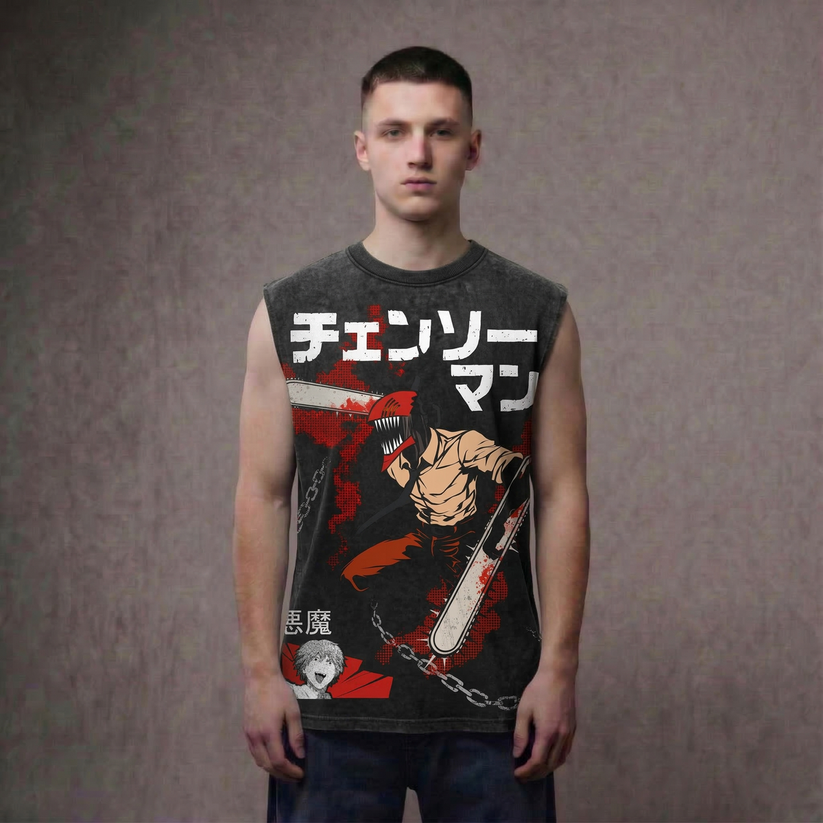 Chainsaw Fury - Acid Wash Oversized Tank
