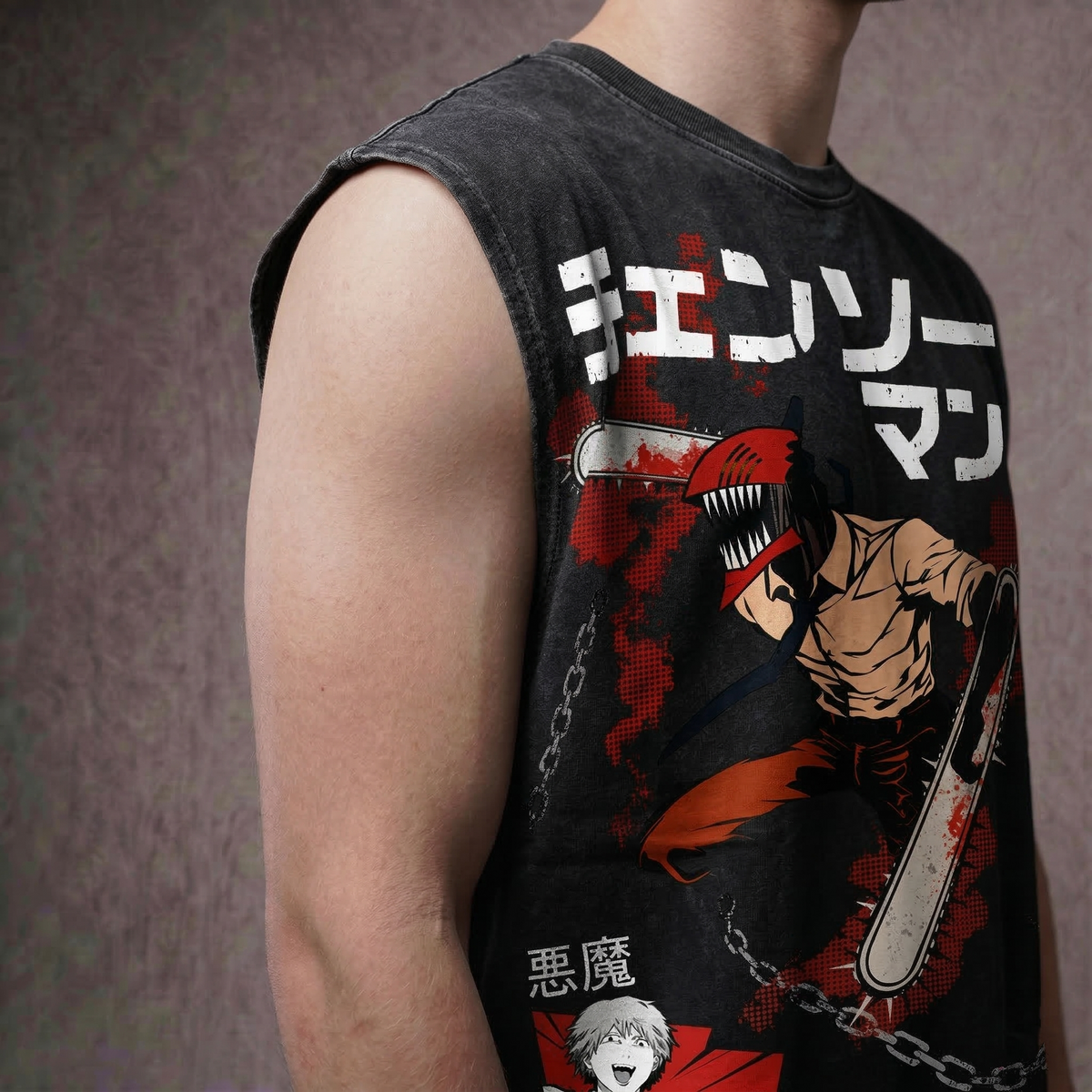 Chainsaw Fury - Acid Wash Oversized Tank