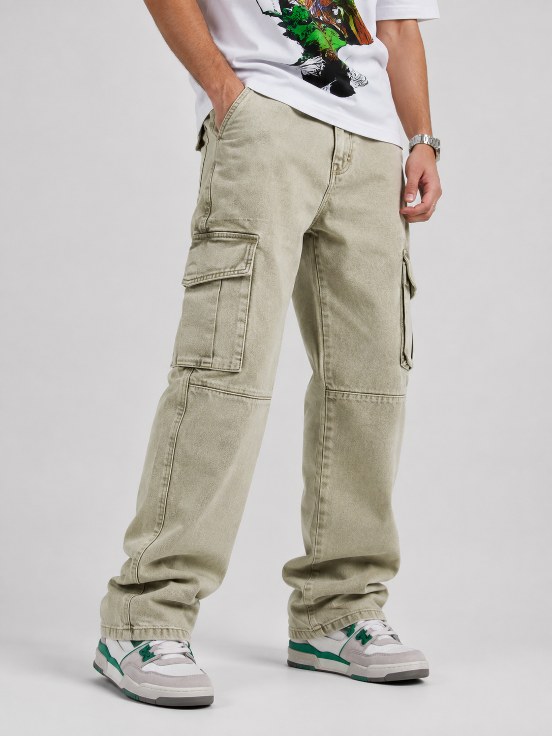 Mint Drift – Baggy Straight Cargo Jeans