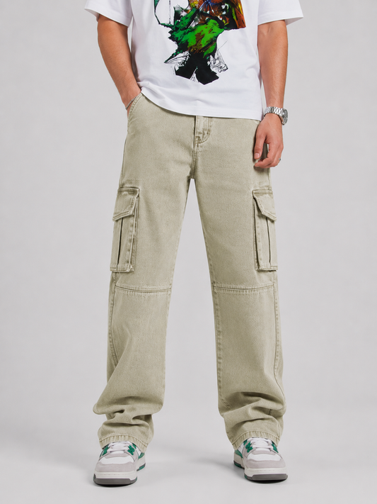 Mint Drift – Baggy Straight Cargo Jeans