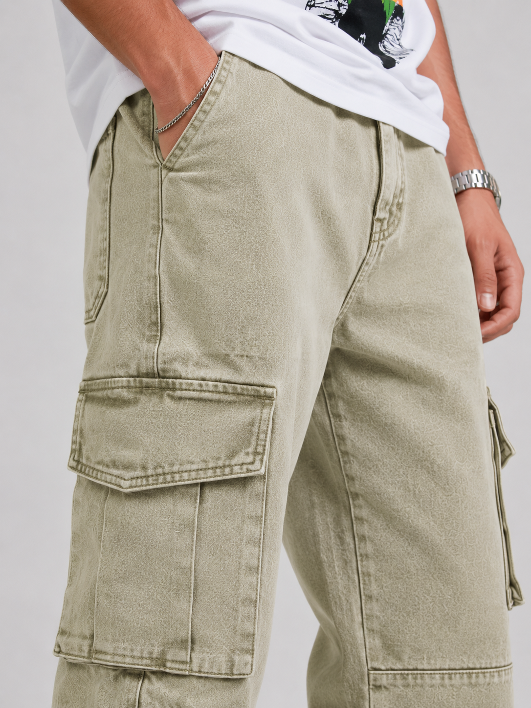Mint Drift – Baggy Straight Cargo Jeans