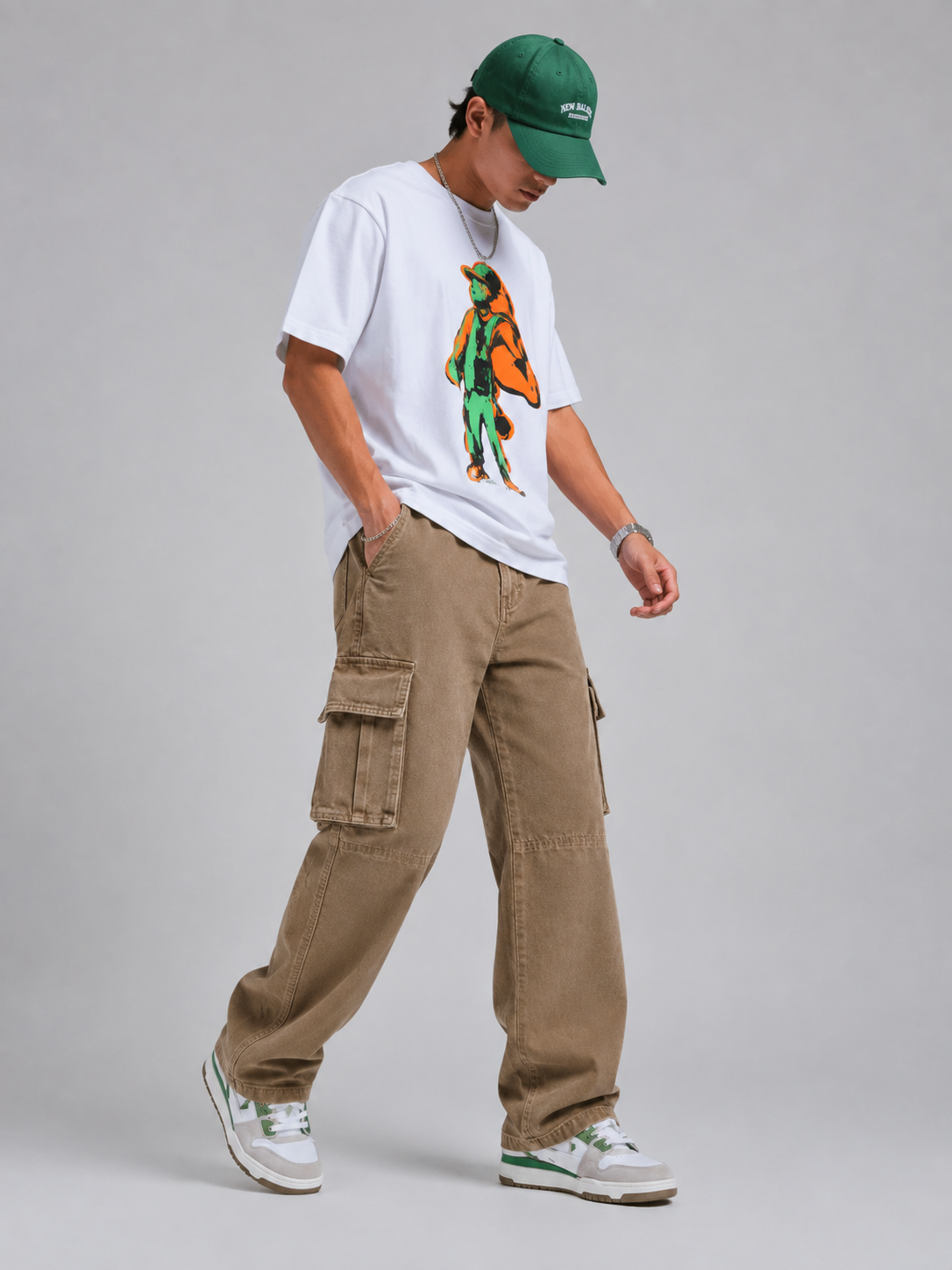 Sandstone – Baggy Straight Cargo Jeans