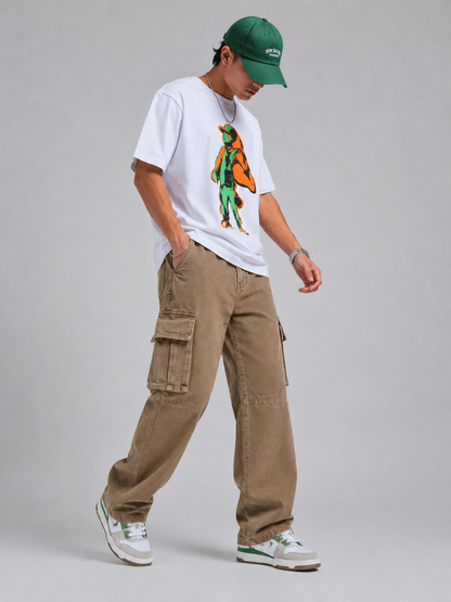 Sandstone – Baggy Straight Cargo Jeans