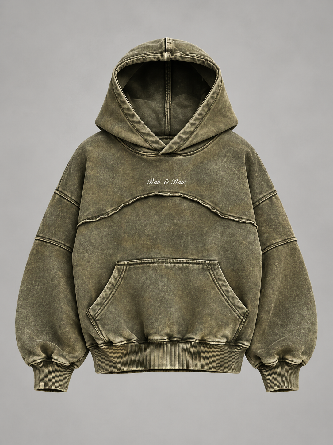 Olive Relic - Washed Olive 400 GSM Cropped Hoodie