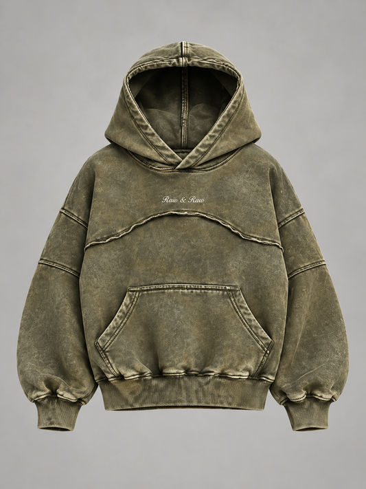 Olive Relic - Washed Olive 400 GSM Cropped Hoodie
