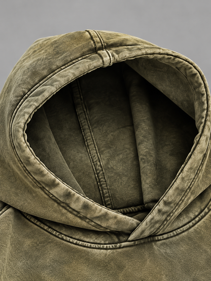 Olive Relic - Washed Olive 400 GSM Cropped Hoodie