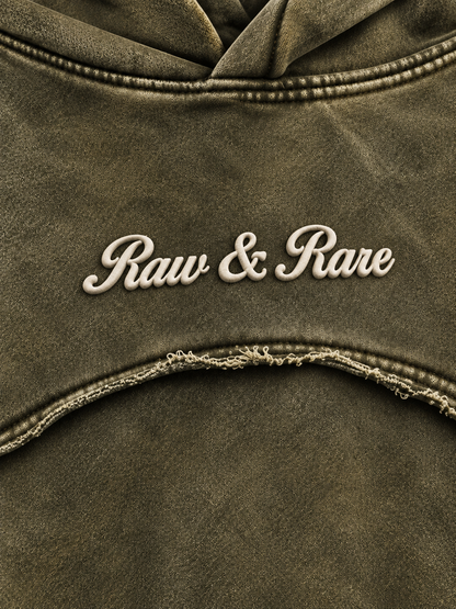 Olive Relic - Washed Olive 400 GSM Cropped Hoodie