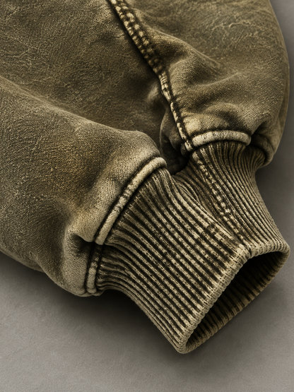 Olive Relic - Washed Olive 400 GSM Cropped Hoodie