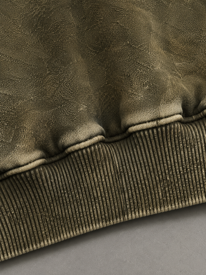 Olive Relic - Washed Olive 400 GSM Cropped Hoodie