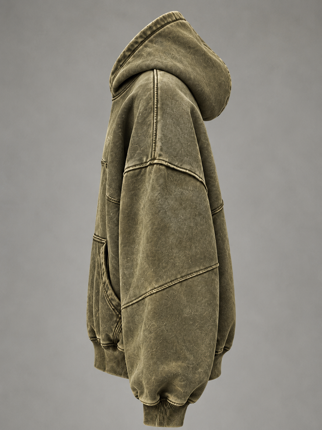 Olive Relic - Washed Olive 400 GSM Cropped Hoodie