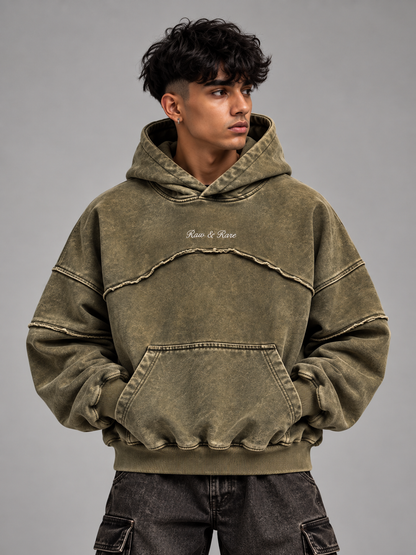 Olive Relic - Washed Olive 400 GSM Cropped Hoodie