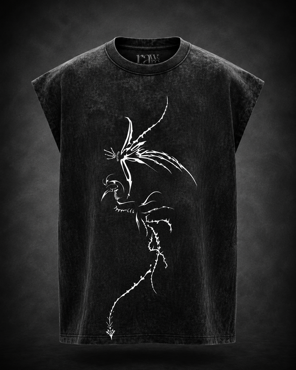 Twin Dragons - Anime Acid Wash Oversized Tank