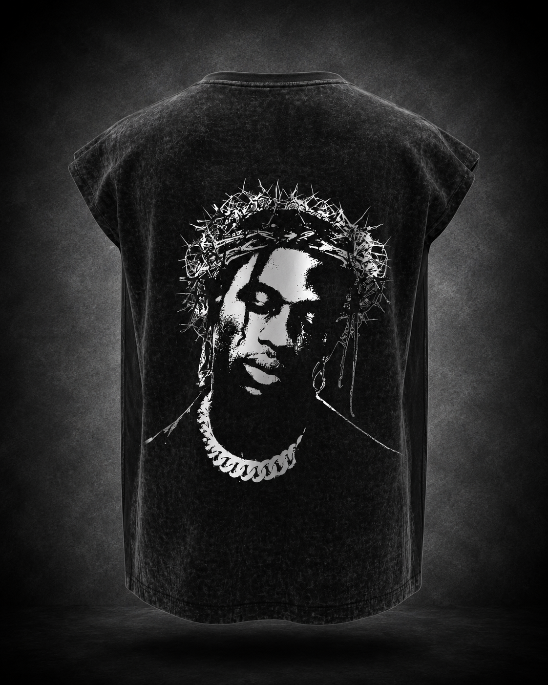 Crown of Thorns - Travis Scott Acid Washed Oversized Tank