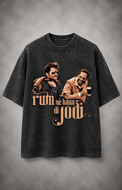RUM NE BANA DI JODI - Oversized Acid Wash T-Shirt