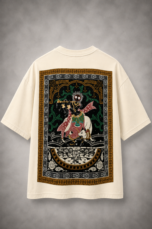 "Gopala Leela" The Eternal Melody of the Divine Cowherd Oversized T-shirt
