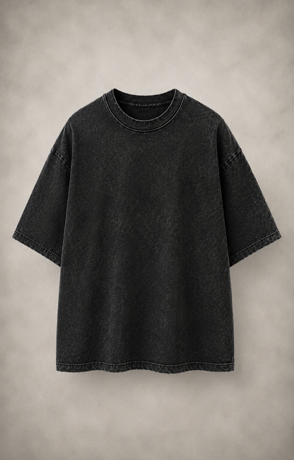 Black Acid Wash Oversized T-Shirt
