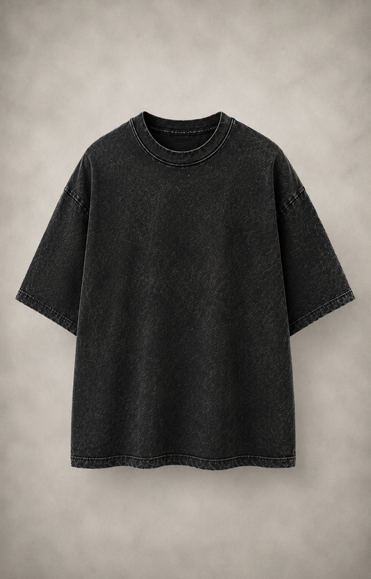 Black Acid Wash Oversized T-Shirt