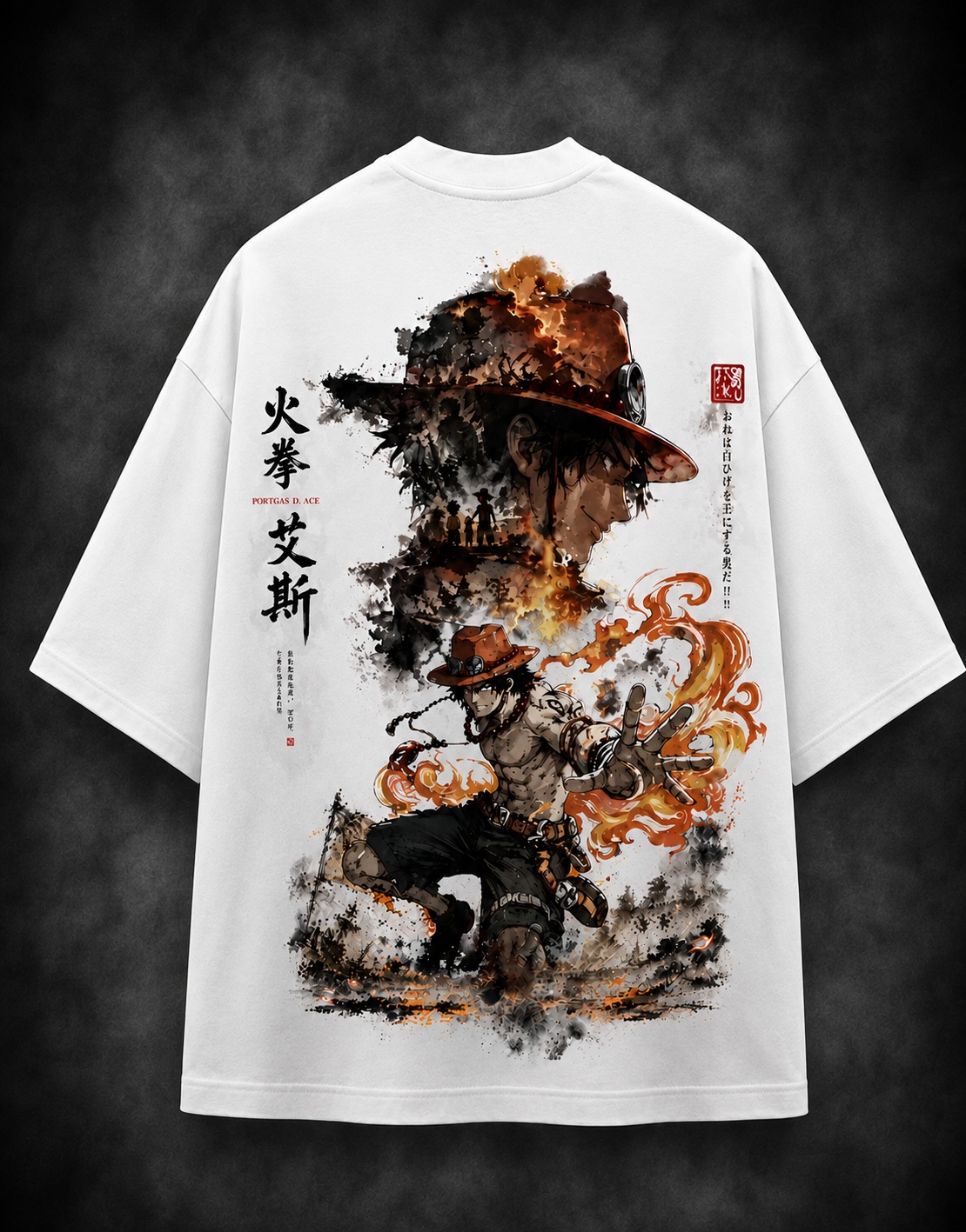 Portgas D. Ace – Flame Fist Oversized Anime T-Shirt