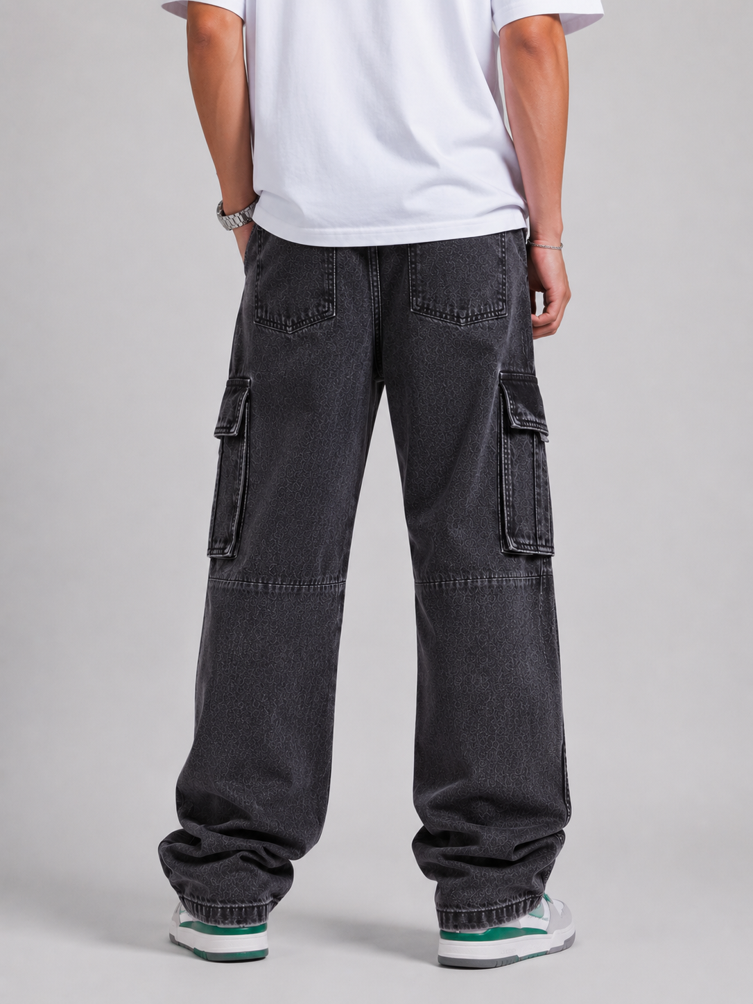 Urban Black – Baggy Straight Cargo Jeans