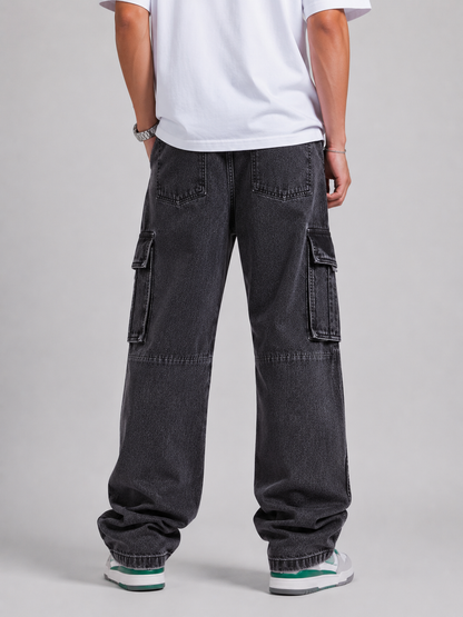 Urban Black – Baggy Straight Cargo Jeans